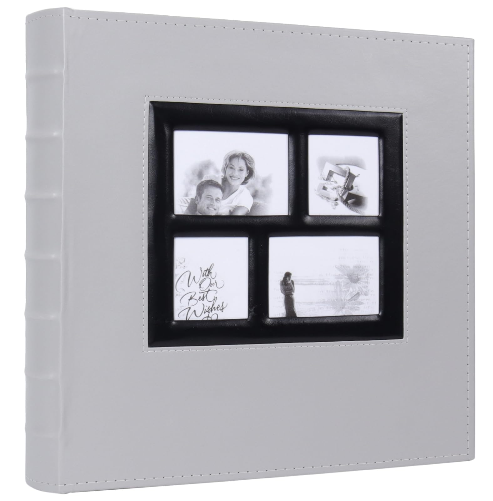 RECUTMS Photo Album 4x6 500 Photos, Large Capacity for Baby Wedding Family Leather Cover Picture Albums Holds 500 Horizontal and Vertical 4x6 Photos (Grey)