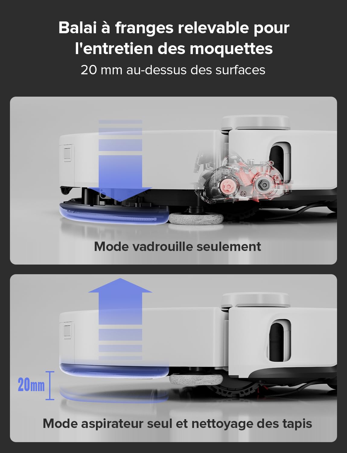 roborock Robot aspirapolvere S8 MaxV Ultra con funzione di pulizia e mocio sollevabile, 10.000 Pa, lavaggio mocio ad acqua calda da 60 °C, tutto in uno
