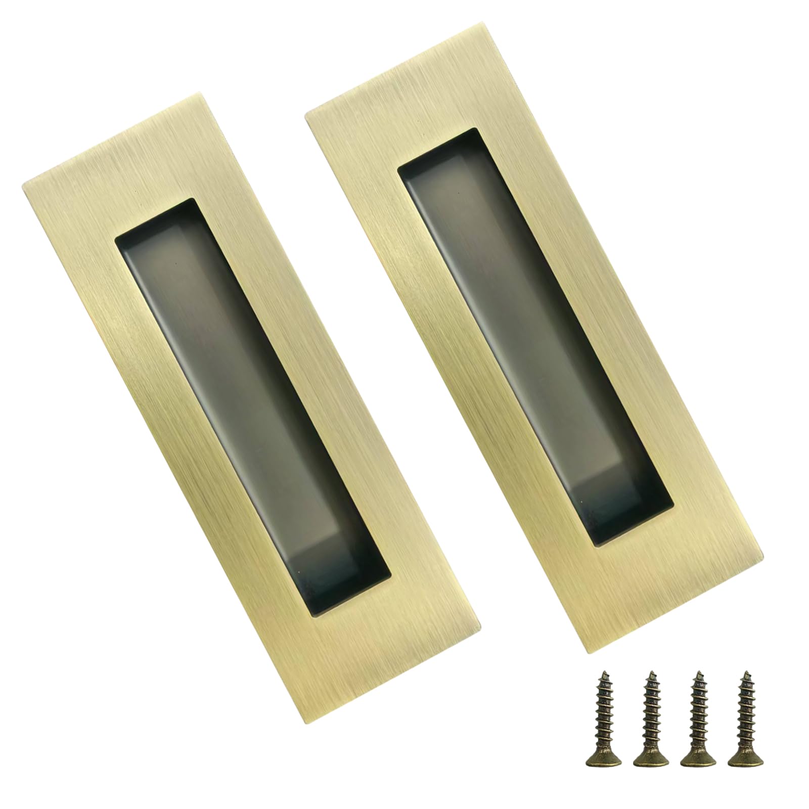 Recessed Finger Flush Pulls，Pocket Door Handles，for Sliding Barn Doors Handle, Bifold Doors Stainless Steel Rectangular Door Pulls Hardware (Bronze, 6 Inch - 2p)