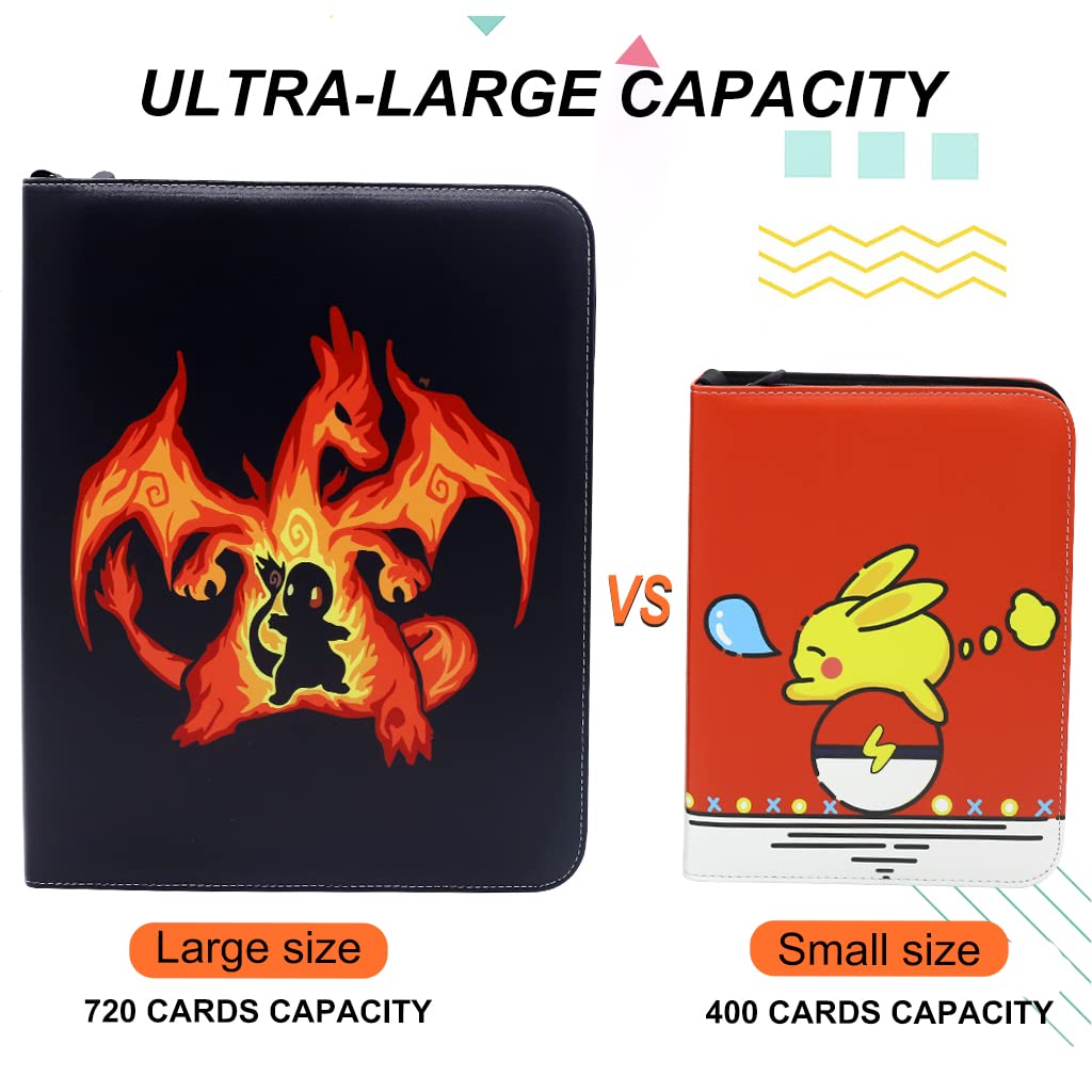 PATPAT Poke-Mon Binder, Big Size Trading Card Album For 720 Pokemon Cards, Zipper Bag Collection Case Gift For Kids Boys Girls 4