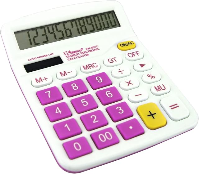 Desktop Calculator, 12-Digit Battery Office Basic Desk Calculators with Large LCD Display Big Sensitive Button (pink)