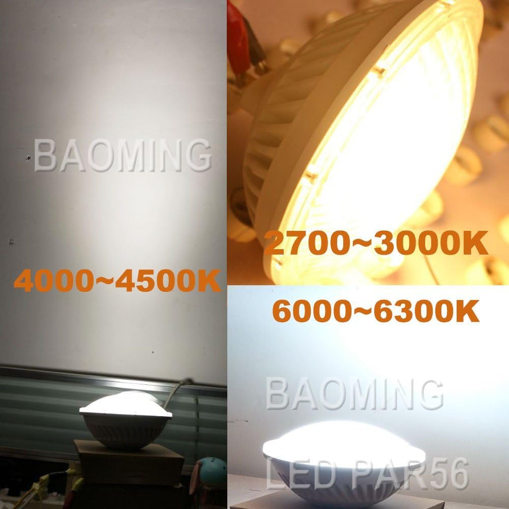 BAOMING dimmbar PAR56 LED Leuchtmittel 26W 24 Grad Abstrahlwinkel AC 200 ~ 240 V mit GX16D Mogul Ende Zinken Boden für Halogen 300 W replacement-warm weiß 2700 K ~ 3000 K