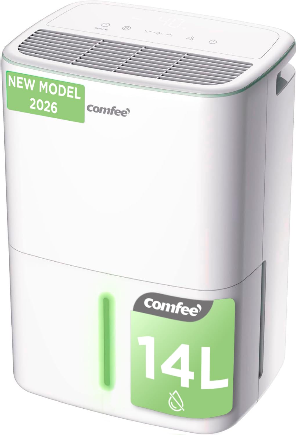 COMFEE' Déshumidificateur Compact, Absorbe jusqu'à 12L/jour, Mode silencieux, sécurité enfant, Minuterie 24H, Réservoir 2,5L, pour pièce de 20-35㎡, Aqua Dry 12