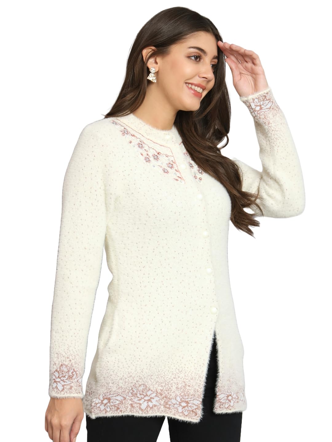 ekools Women's Winterwear Hair Woolen Sweaters Embroidered Cardigans (Hair21_eK)-picture-10