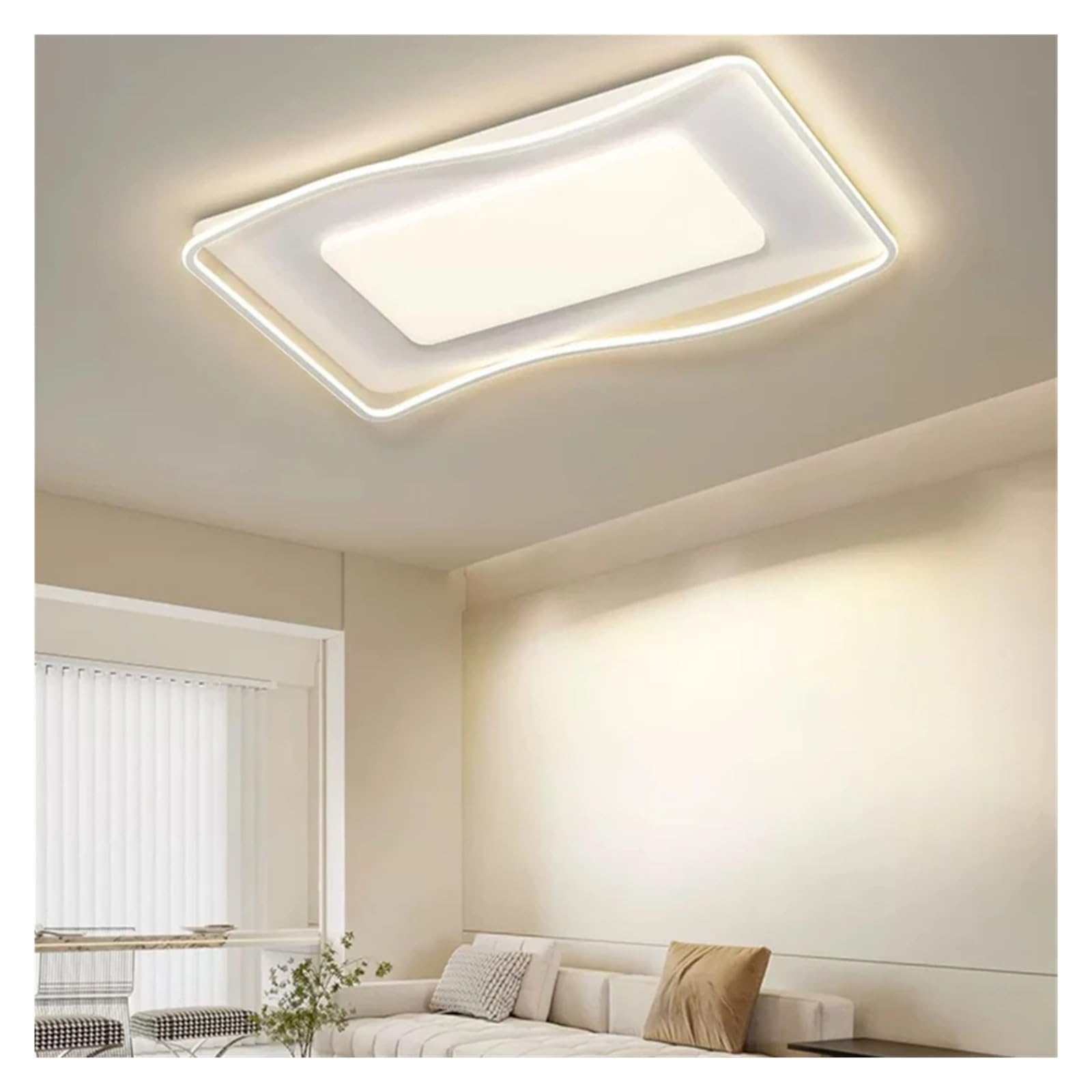 Plafonnier LED acrylique moderne salon salle à manger luminaire rond rectangulaire blanc