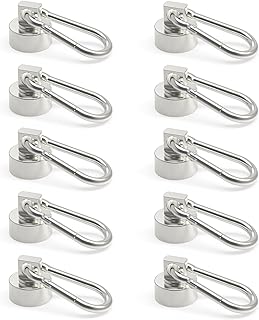 Ant Mag Magnets Hooks Heavy Duty with Carabiner 22lbs Strong Magnets Great Hanging for Refrigerator Cruise Cabin Grill Wreath Kitchen Office 10 Pack