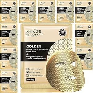 24k Honeycomb Gold Face Mask Skin Care Set Facial Masks for Women SkinCare Face Mask Nourishing Sensitive Skin Sheet Mask (10 Count)