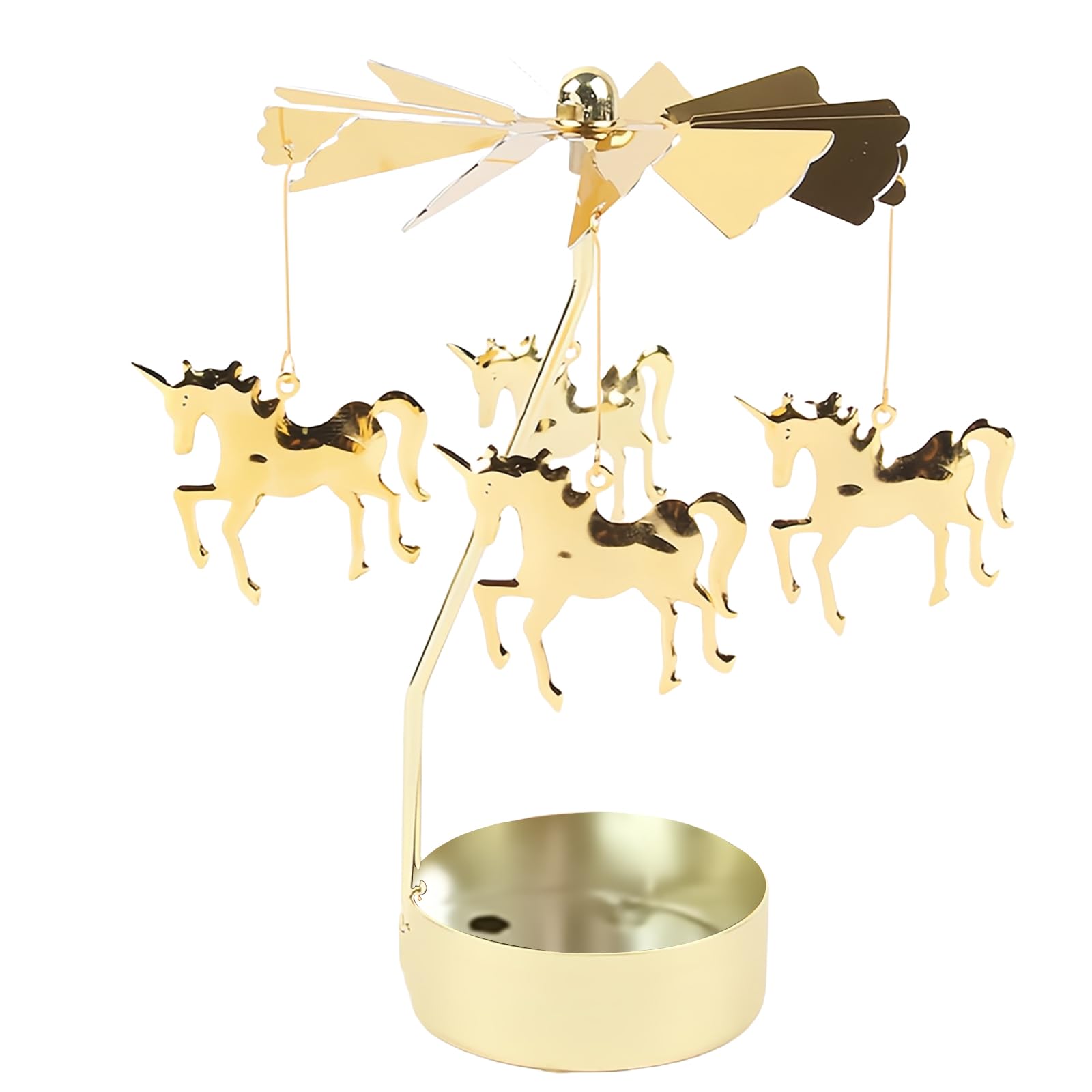 JAONLD Portavelas,Titular de Vela Giratoria Candelabro del Hogar Metal té luz para Navidad,Candelabro día de San Valentín,Boda,Decoración de Fiestas,Decoración de Mesa Navideña(Unicornio)