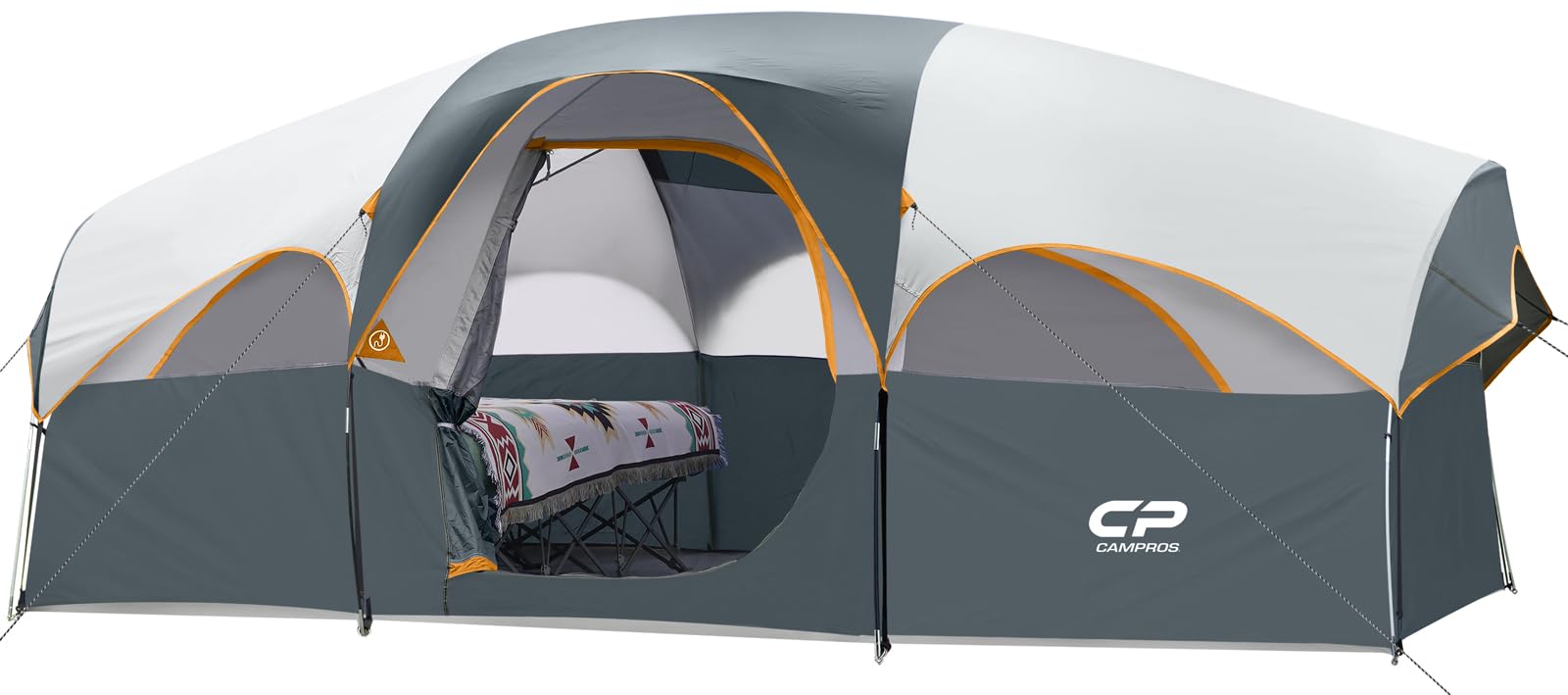 UNP Camping Tent 10-Person-Family Tents, Parties, Music Festival Tent, Big, Easy Up, 5 Large Mesh Windows, Double Layer, 2 Room, Waterproof, Weather Resistant, 18ft x 9ft x78in (Gray) - view 1