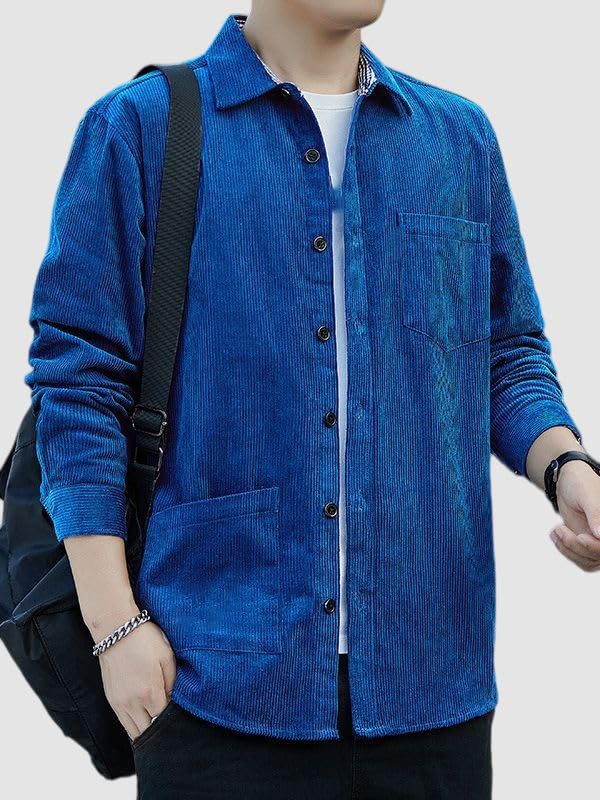 Chemise coton côtelé japonais haut de gamme à manches longues pour homme - 2