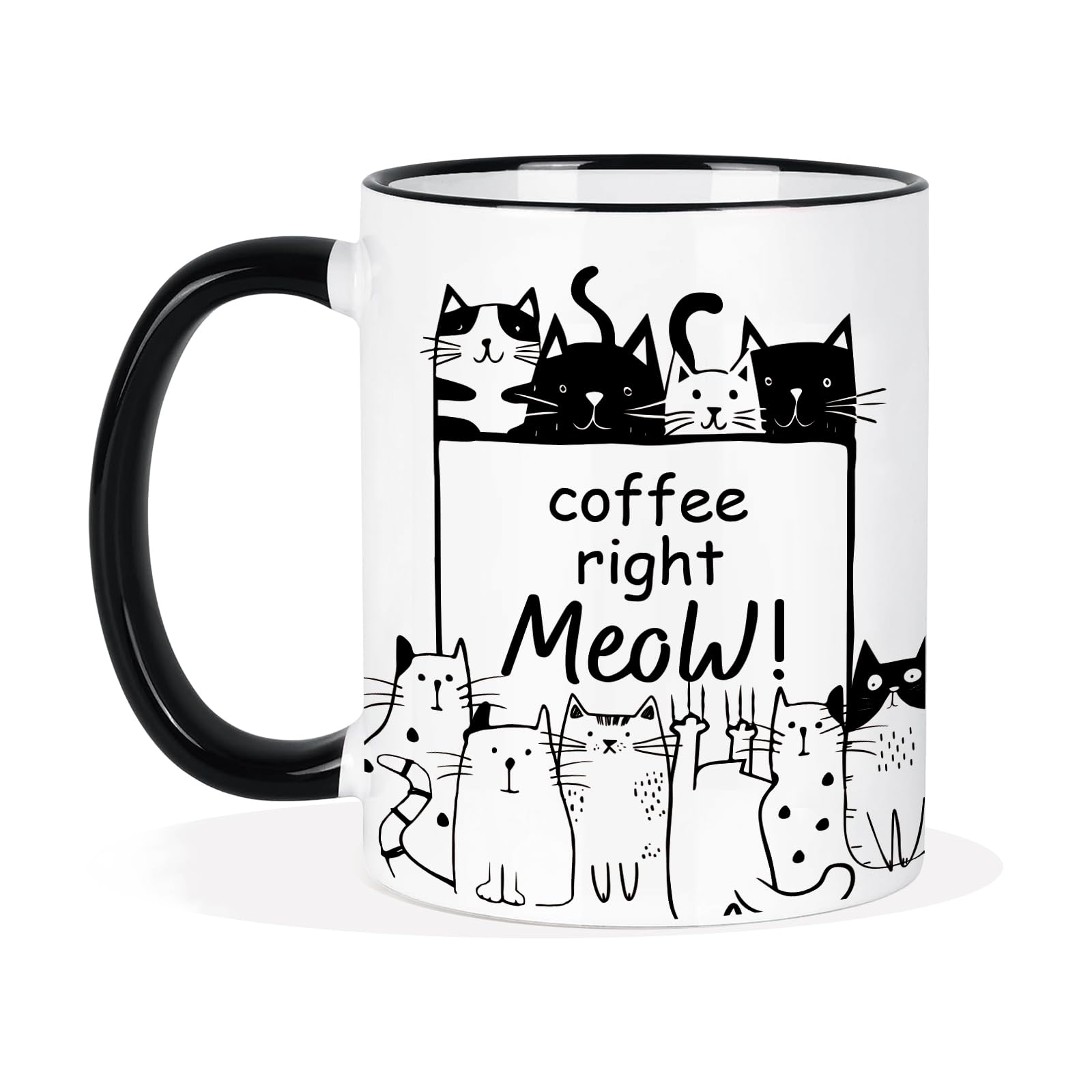 Cat Mug 11Oz Cute Gifts for Cat Lovers Women Cats Mom, Birthday Gifts for Friends Family, Ceramic Coffee Mug with Cats Microwave and Dishwasher Safe