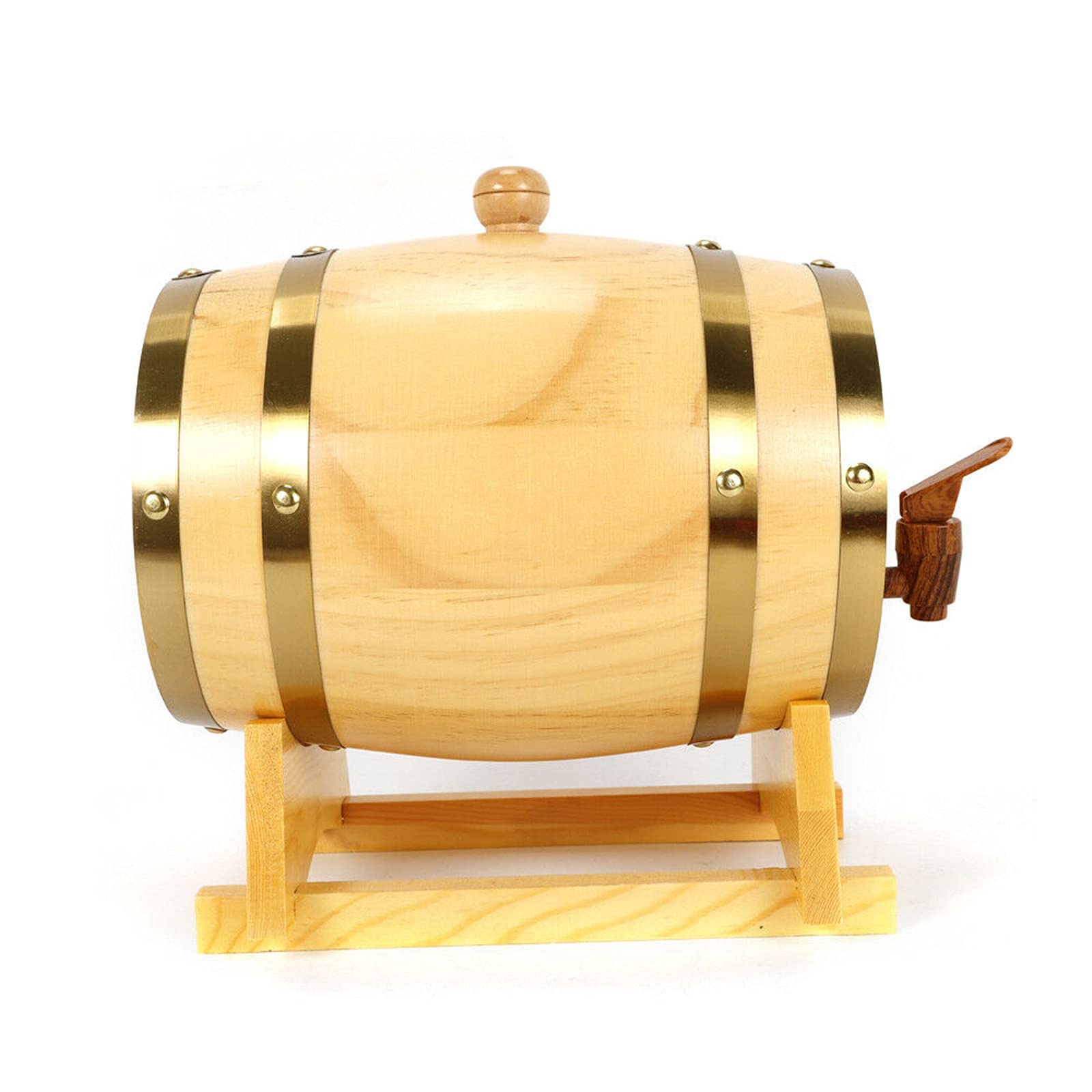 Futchoy 5L Kiefer Holzfass Wein Spirituosen Fass Port Schnaps Holz Weinfässer Mit Ständer Sterilem Aluminiumfolien-Liner, Einfach Zu Dosierender Holzhahn Kiefernholz