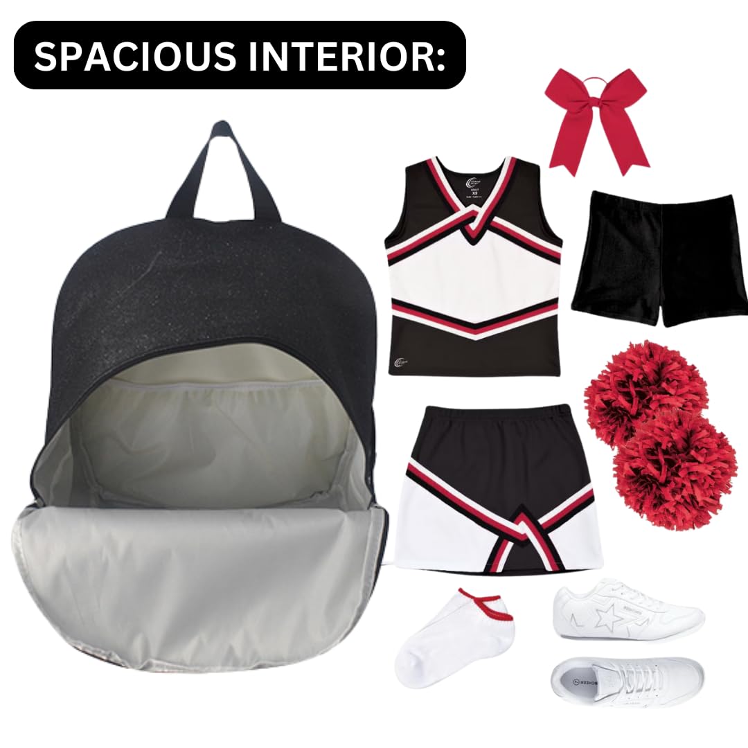 NGIL Glitzer-Rucksack für Tanzrucksack, Teamsport, Cheer Bag, Glitter-Schwarz, Large, Tagesrucksäcke