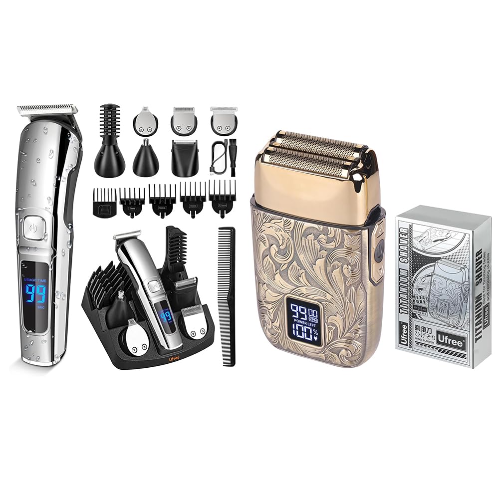 Ufree Beard Trimmer Electric Razor Nose Hair Trimmer Cordless Hair Clippers Shavers Gifts for Men