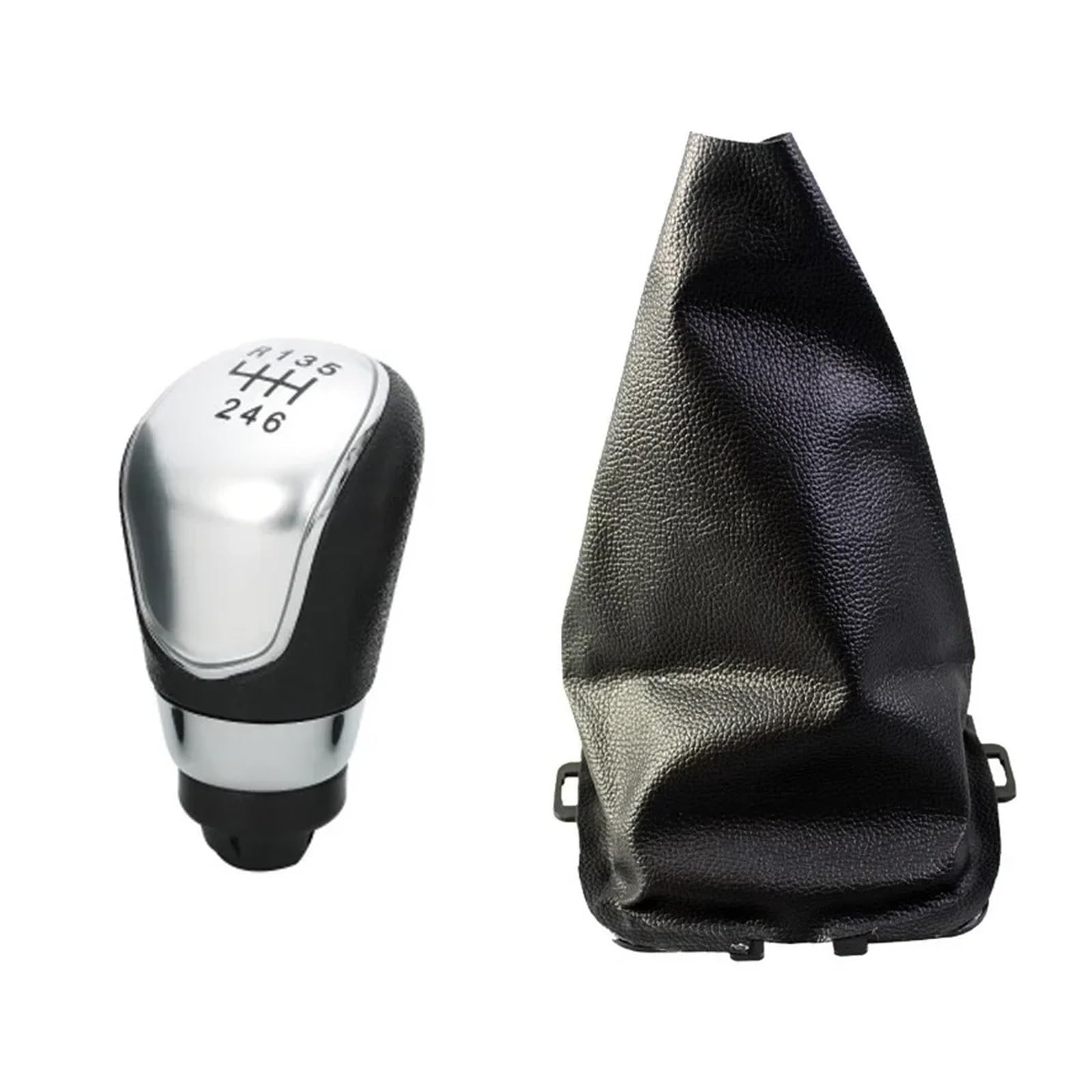 Sauanmnktp 6 Speed Silver Gearshift Knob For Fiesta 2008-2012 Gear Shift Knob Shifter Lever Stick Gaiter Boot Cover(6 Speed Silver)