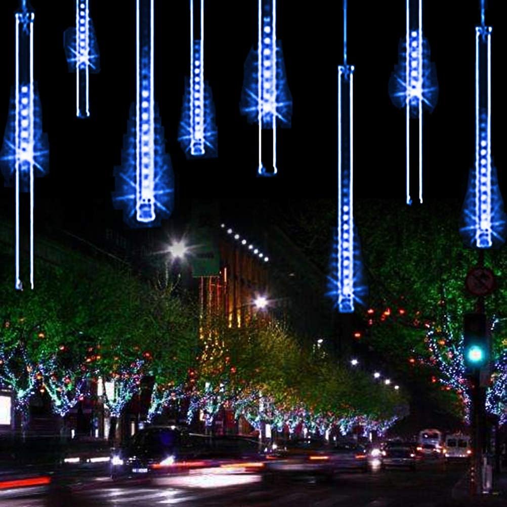 Lwind Meteor Shower Rain Lights,Twinkling Romantic Lights for Party, Wedding, Christmas, etc.11.8inch 8 Tubes (Blue)