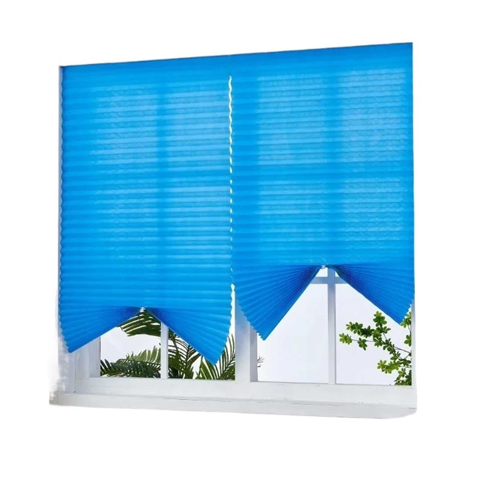 Self Adhesive Blinds Self Adhesive Pleated Blinds For Window Cordless No Drill Fabric Blinds Home Blackout Shades(60x180cm,Semi-shading blue)