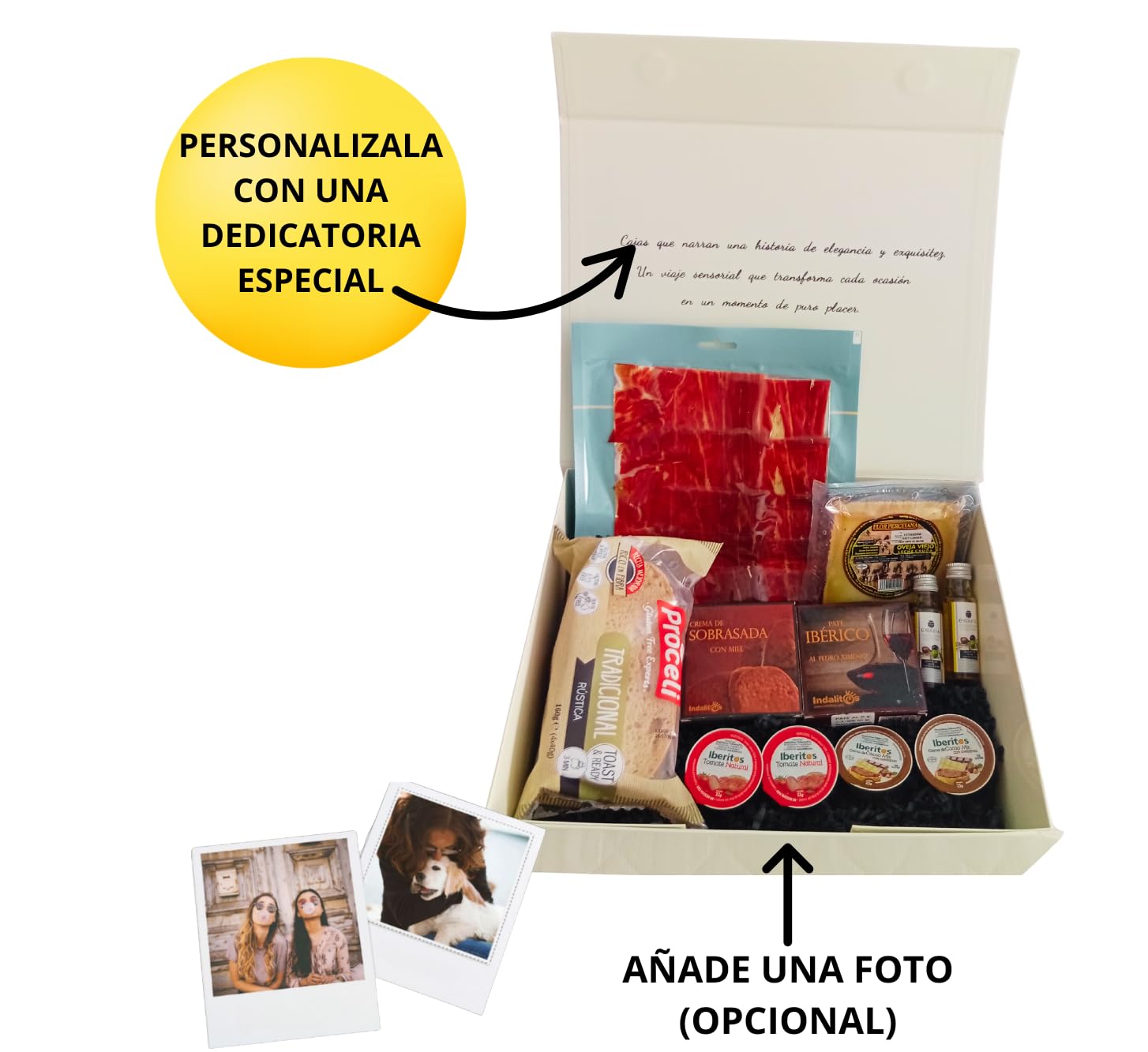 DON GOURMET, Desayuno a domicilio sorpresa, Caja sorpresa, Jamón ibérico, Queso curado, Pack de pates, Crema de cacao, Pan Rústico para Tostadas, Cesta Regalo. Regalo Día del Padre.