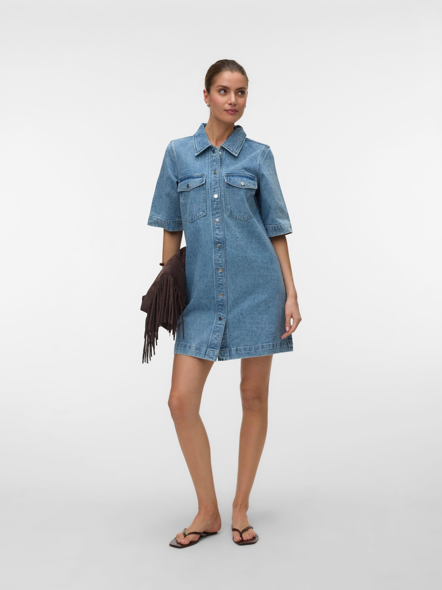 VERO MODA Female Jeanskleid VMFENJA Kurzes Kleid