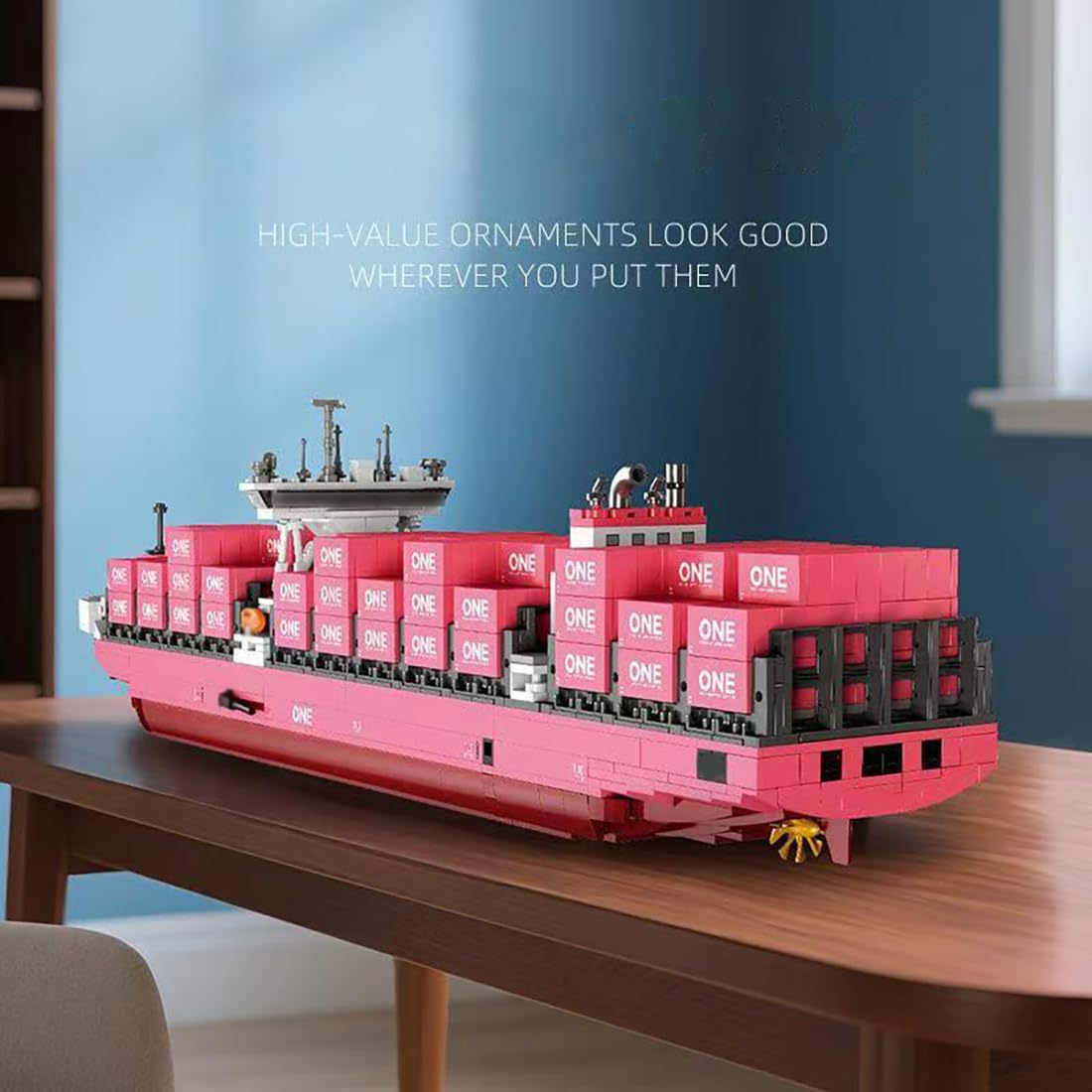 Containerschiff Baustein Bausatz, 1446 Klemmbausteine Frachtschiff Bausteine Set, Schlachtschif Modellbausatz, Kreatives Spielzeuggeschenk für Erwachsene und Teenager