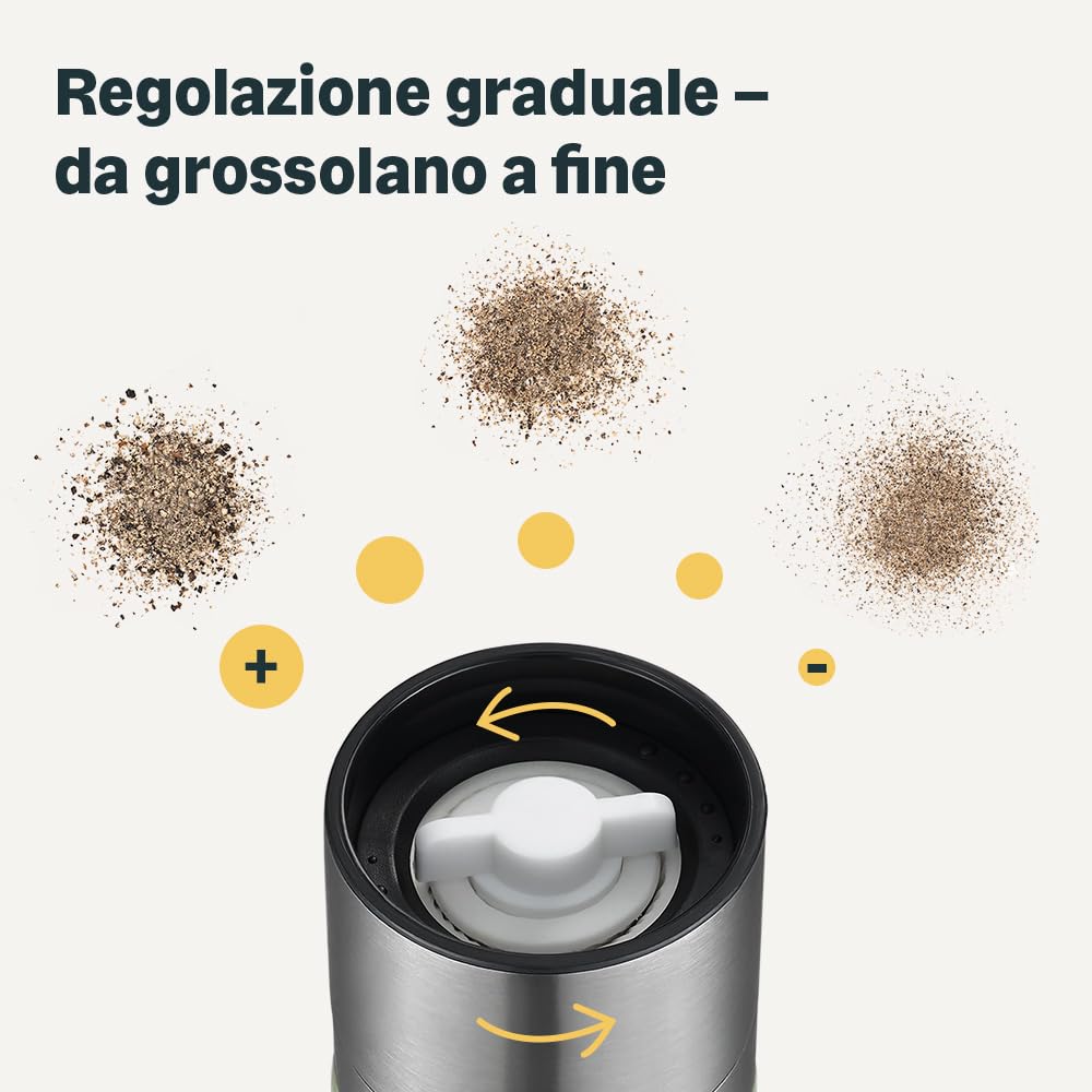 SILBERTHAL Macina sale e pepe - Set sale e pepe manuale - Acciaio inox e vetro - Macinatore conico in ceramica