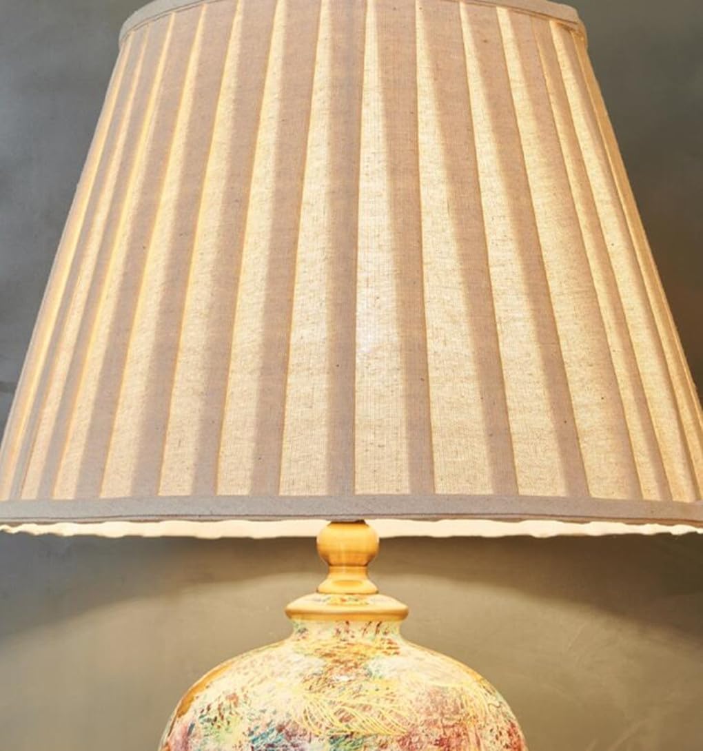 Nordic Nachttischlampe – Weiß, 25x37 Cm, Stoffschirm, E27 Fassung, Vintage-Design