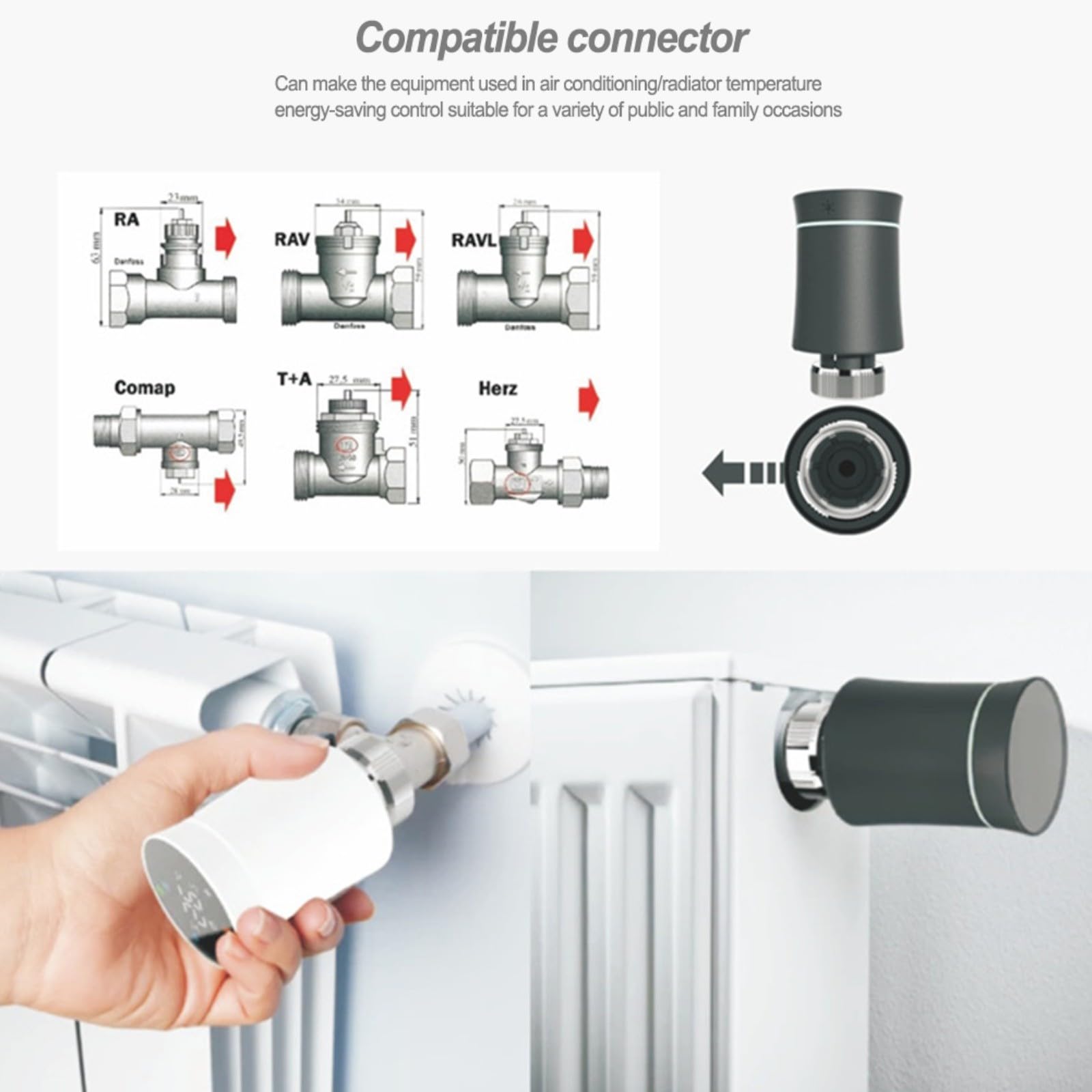 Zigbee Valvola termostato per radiatore, valvola intelligente programmabile per radiatore, display a LED WIFI Smart TRV, regolatore di temperatura non incluso