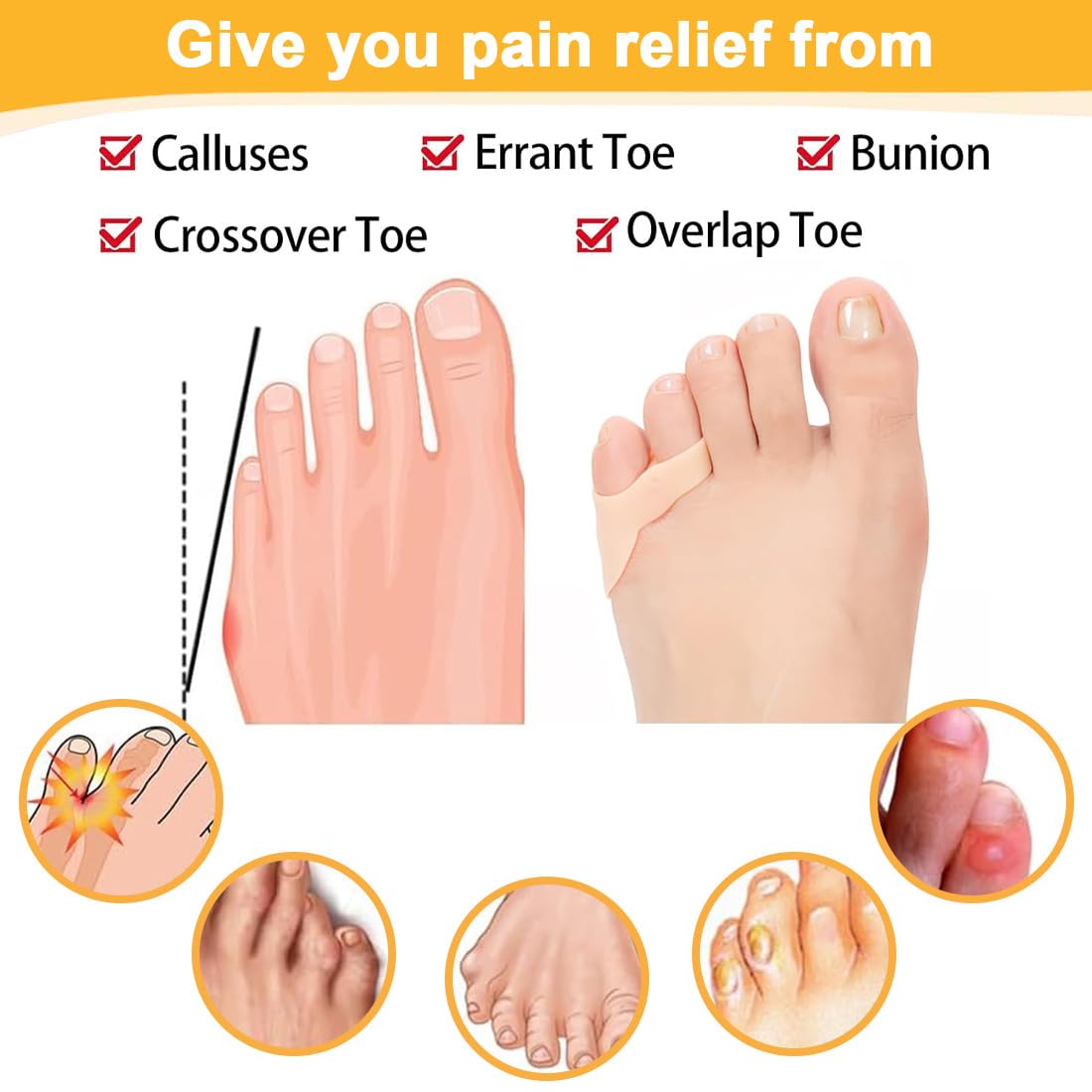 4 Pares Separadores de Dedos Pequeños, Corrector de Dedos Superpuestos, Cuidado de Corrección de Dedos, Separadores de Gel para Dedos, Protección y Relajación para los Pies