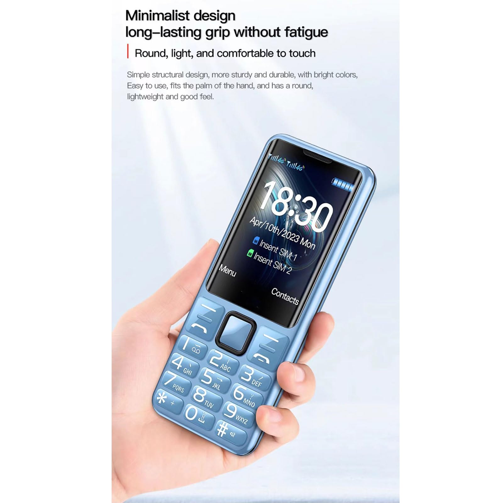 4G Przenośny Telefon Komórkowy Seniorów, Duży Przycisk Telefonu Komórkowego Funkcją SOS+Podstawowe Telefony Komórkowe Dwiema Kartami SIM+2,4-Calowy Wyświetlacz HD,Black