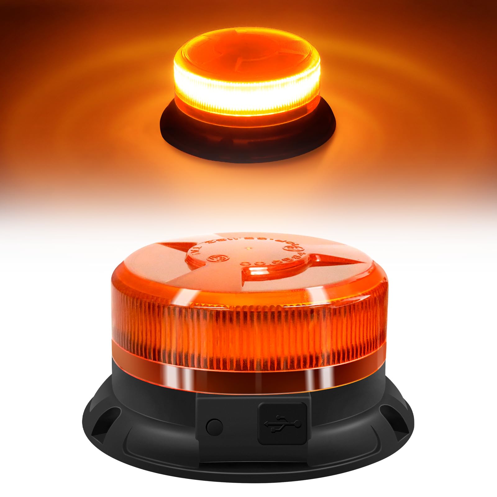 AnTom lampa sygnałowa z akumulatorem 9 wzorców błysku 12 V 24 V pomarańczowe światło ostrzegawcze LED magnes z 3-metrowym kablem i kablem USB do samochodu ciężarowego ciągnika golfowego SUV