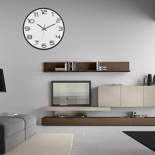 Miniatura 7 de WOOPHEN Reloj de pared silencioso de 12 pulgadas, funciona con pilas, reloj de pared de cuarzo de calidad, moderno, decorativo, para dormitorio,