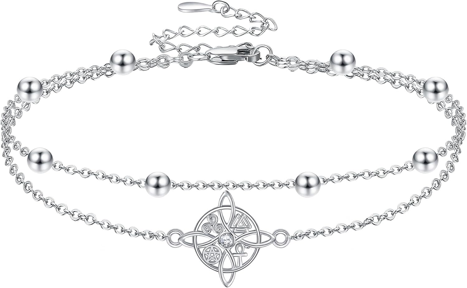 YAFEINI Nudo de Bruja Plata 925 Original Witches Knot Anklet Sterling Silver Witch Foot Jewelry Witchy Gifts for Women