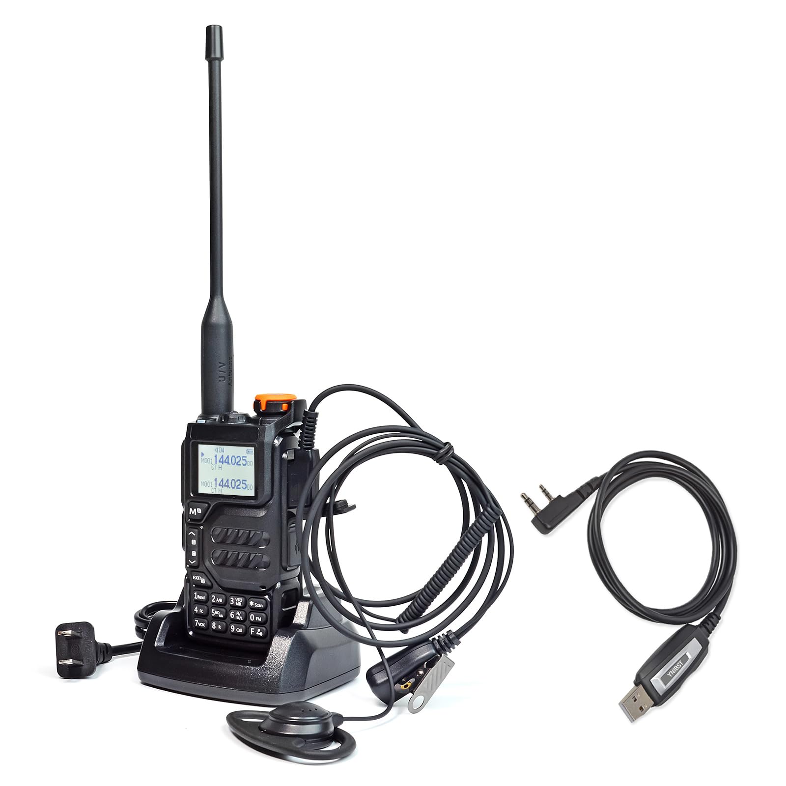 YNIBST UV-K5 Walkie Talkie, VHF/UHF Dual Band Handheld Radio,AM/FM,NOAA Weather Alert,Type-C Port,200 Channel,Portable Two-Way Radio with Earpiece and