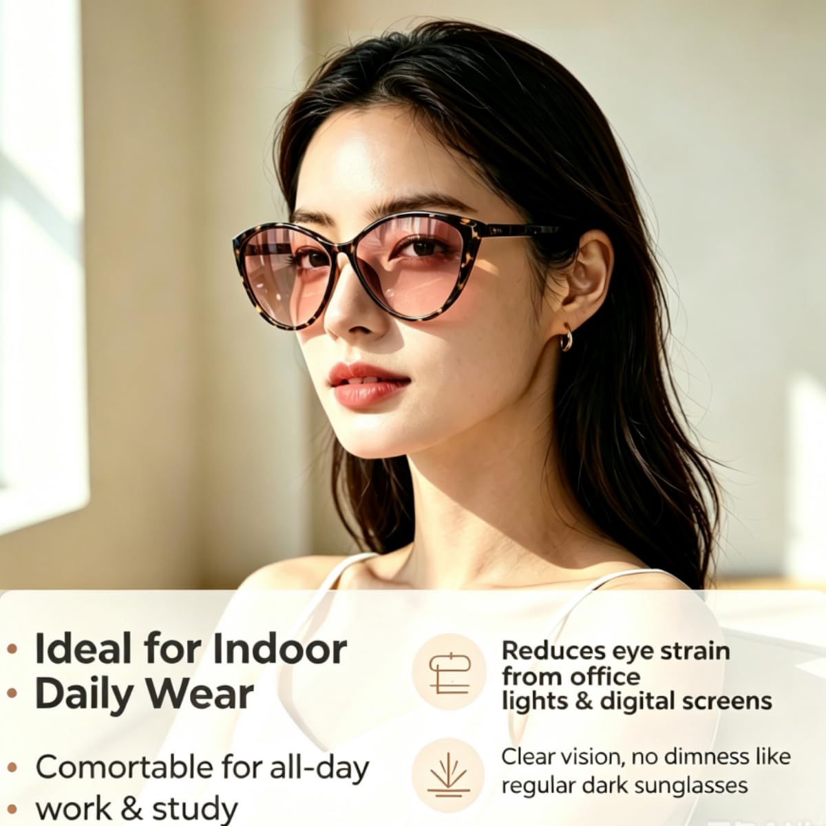 SHINU Damskie okulary FL-41 480-520 nm niebieskie zielone światło blokujące migrenę światłowstręt okulary kocie oko oprawka