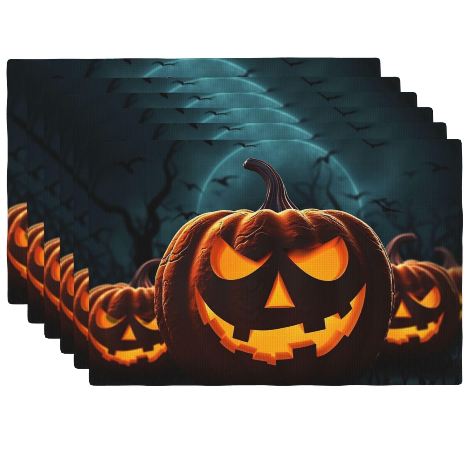 Set de table Halloween résistant à la chaleur et lavable en lin synthétique pour cuisine