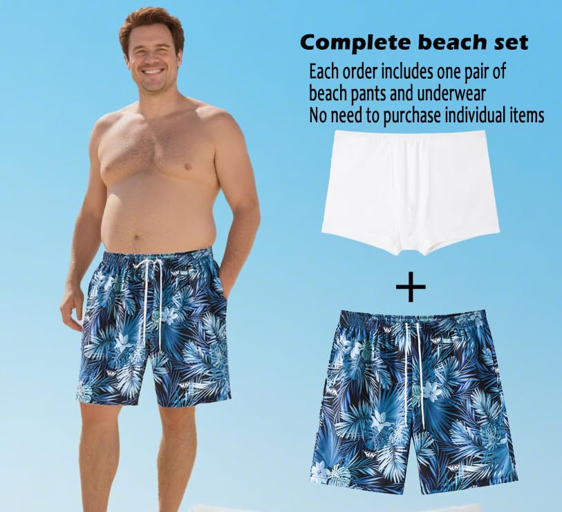 Mens Swim Trunks with Underwear Big and Tall Beach Shorts Quick Dry Mens Swimtrunks with Pockets2