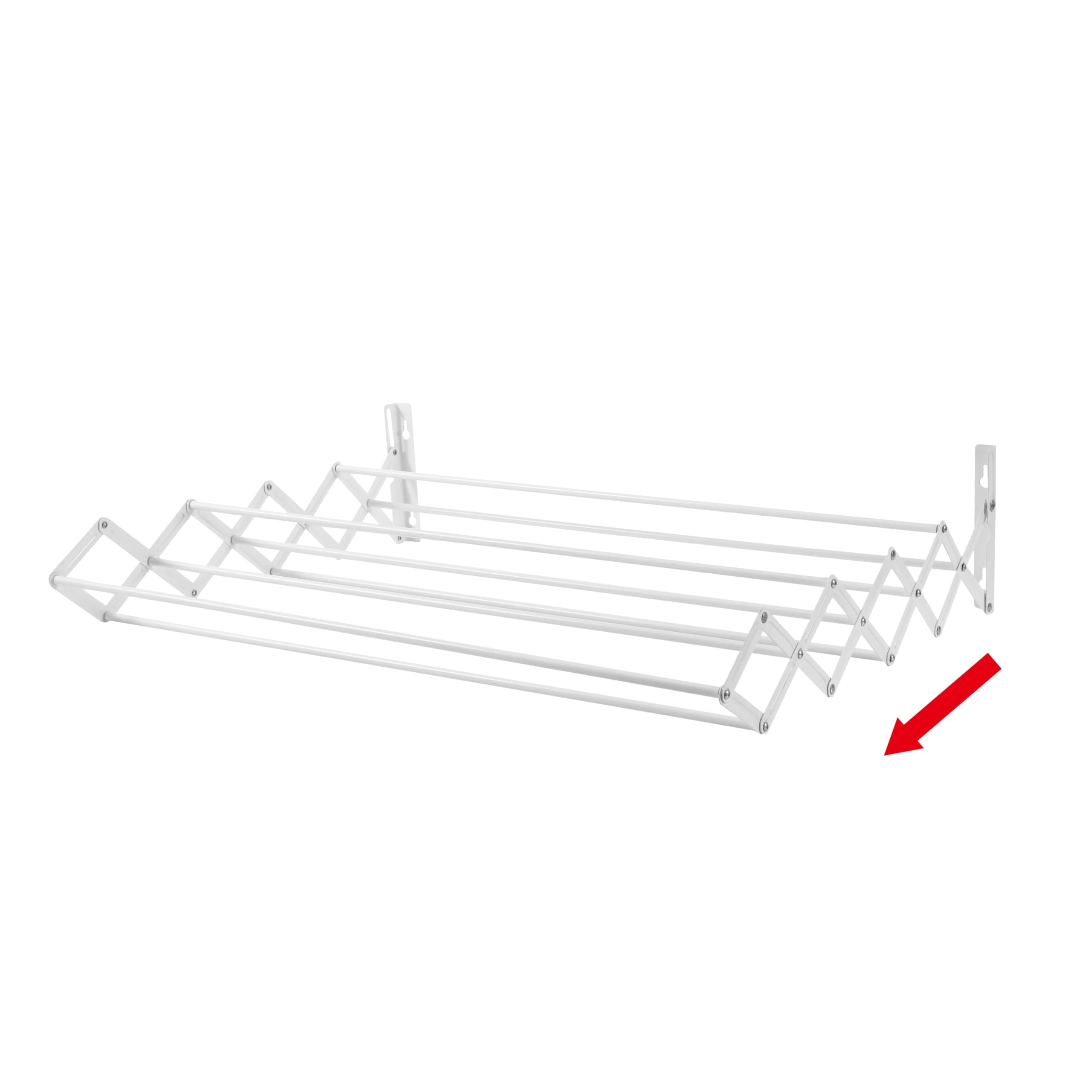 various Tendedero Plegable de Secado de Ropa para Colgar en la Pared,Tendedero Extensible de Pared 100 cm de Intetiot o Exterior de Acero Blanco,Tendedro con 9 Barras Ahorra Espacio