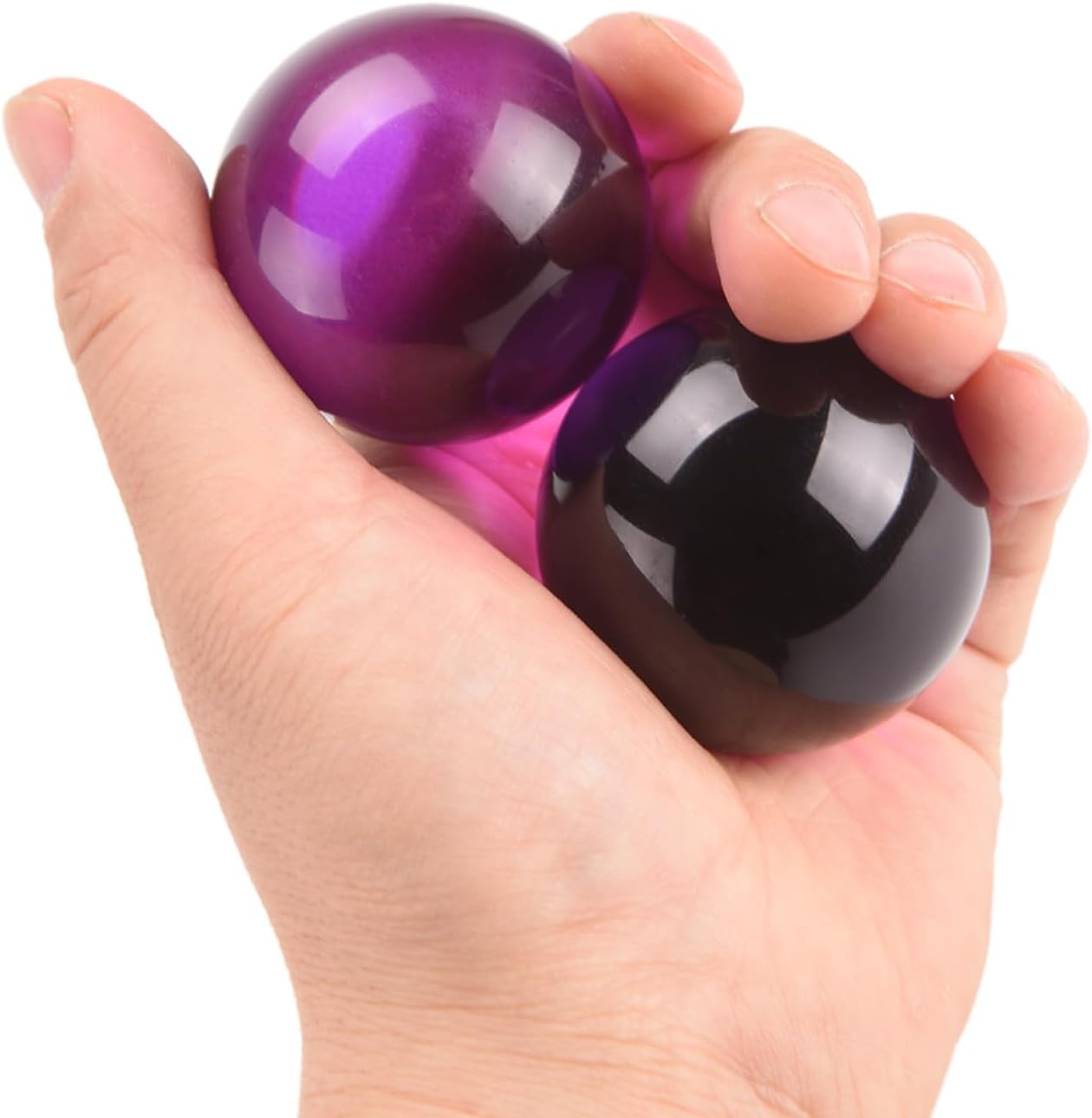 BRABUD 1.77'' Crystal Handballs Purple Transparent Color Chinese Health Exercise Massage Balls Stress Relieve Desk Decor Collectible Gift with Box TQGJBS619
