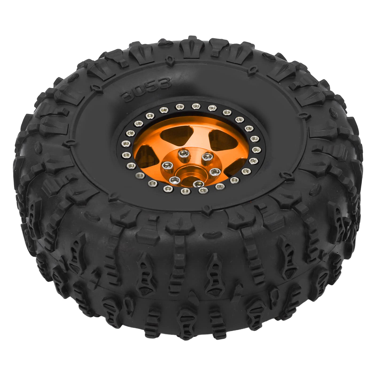 Dilwe Lot de 2 Pneus RC Crawler 1,9 Pouces, 120 Mm, Alu, Moyeu et Jante, Jantes en Métal et Pneus en Caoutchouc, Accessoires de Voiture pour SCX10 D90 F350 1/10 RC Crawler Car Toys and (Or Noir