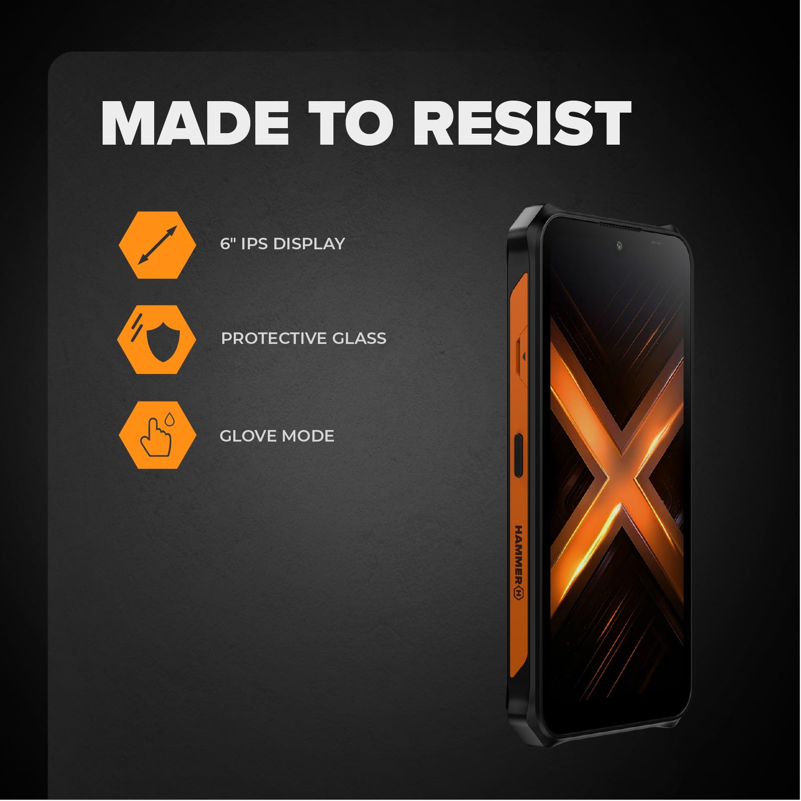 Hammer Energy X2 Wytrzymały smartfon z systemem Android 15, nietłukący się telefon 6,1", IP69, 6 GB RAM, 128 GB pamięci, 5000 mAh, eSIM, 2 lata