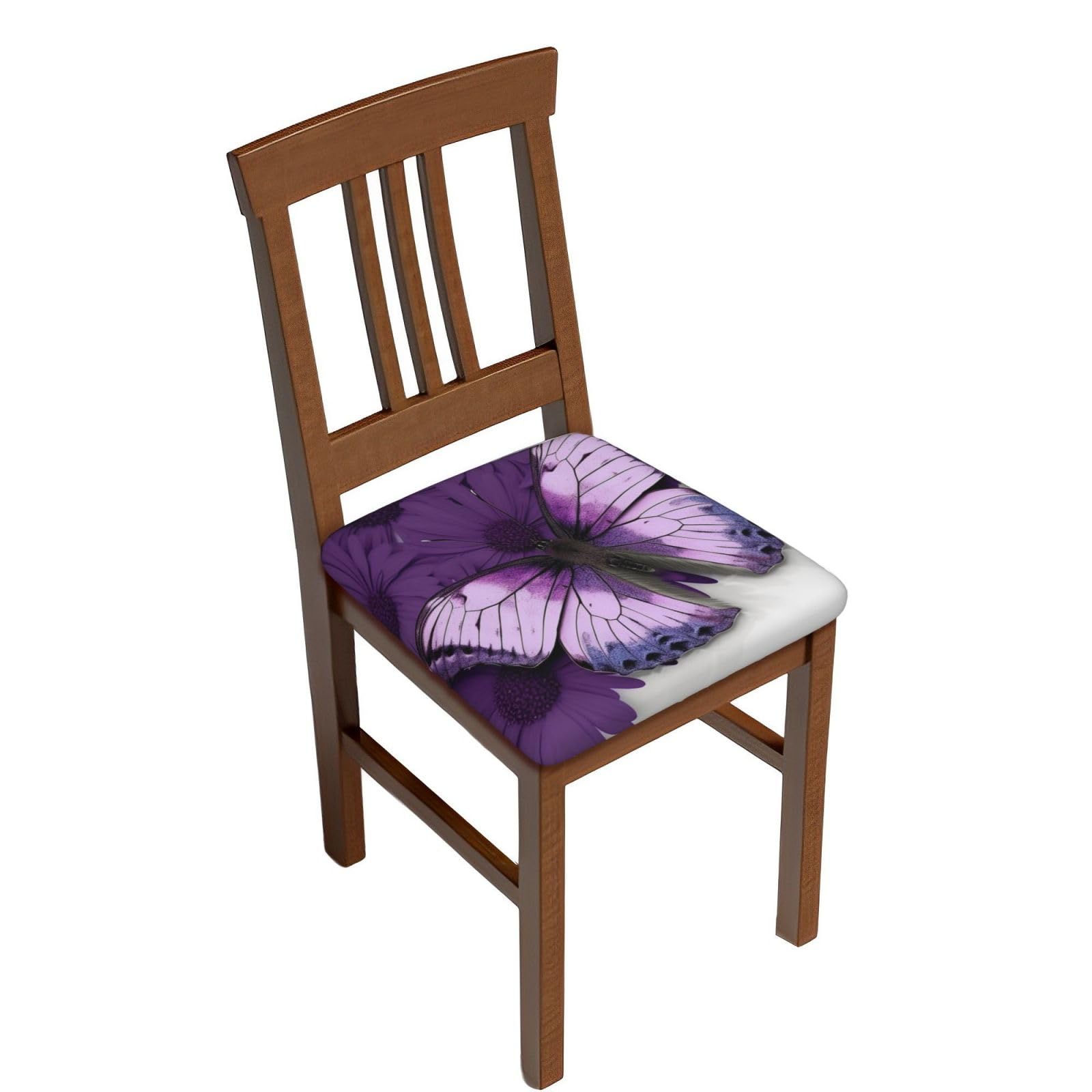 FodPand Beautiful Butterfly Square Stool Covers Four Pieces, Stretch Removable Square Bar Stool Seat Covers Washable Dustproof Stool Cushion Slipcover Soft Milk Silk Bar Chair Covers with Band