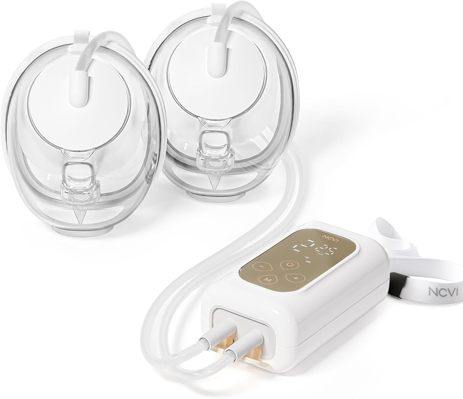 NCVI Ultra-Light Wearable Breast Pump, Hands-Free Portable Electric Pump with 21mm/24mm Flanges for Small Nipples, 4 Modes & 9 Levels, Neckband Pump Motor and Double Leak-Proof Cups
