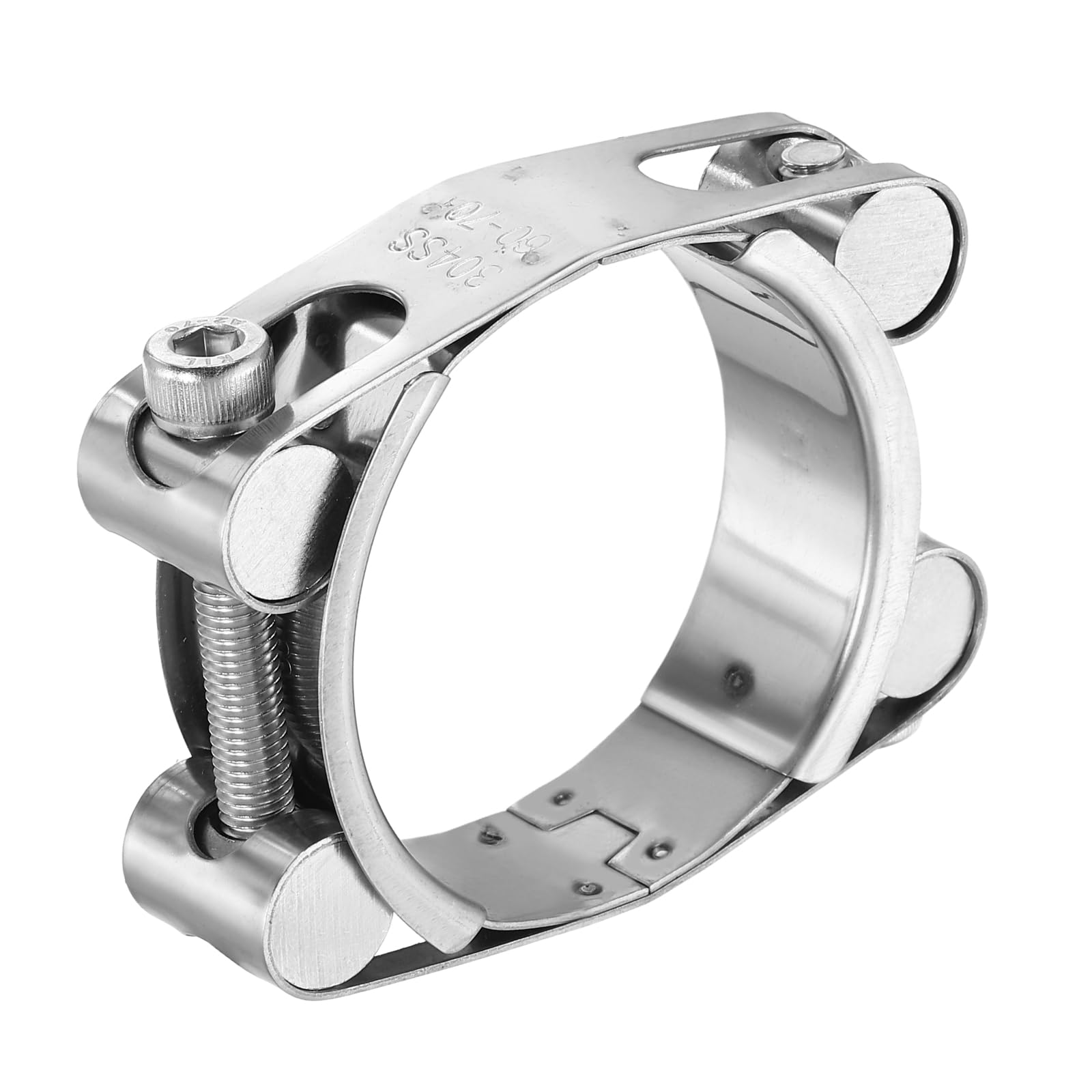 sourcing map T-Bolt Hose Clamp 60-70mm (2.4-2.8") 304 Stainless Steel Double Head Adjustable Intake Radiator Tube Clamps for Automotive Plumbing Industrial Intercooler Pipe
