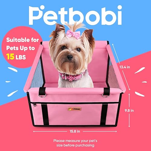 Miniatura 2 de Petbobi Silla elevada de automóvil para perro o gato portátil estable y transpirable con cinturón de seguridad para viaje viene con bolsa para su