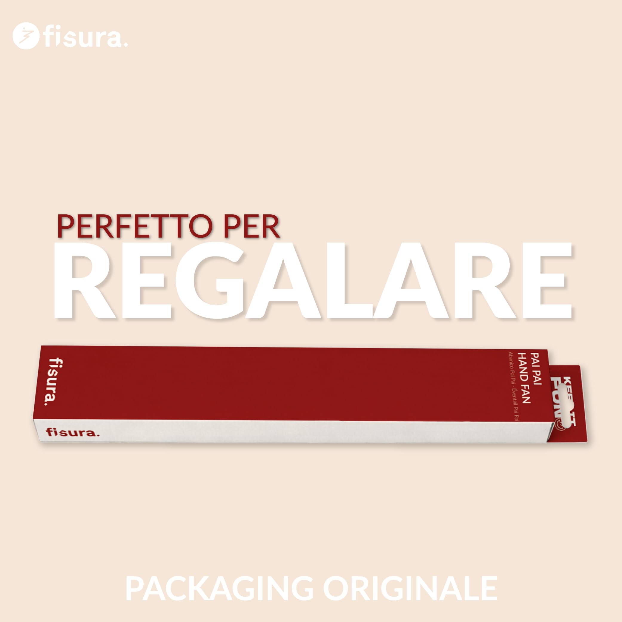 Fisura – Ventaglio pieghevole con righe rosse e bianche, ventaglio originale in carta, pai pai bianco e rosso, accessorio per matrimonio, dettaglio per invitati, idea regalo festa