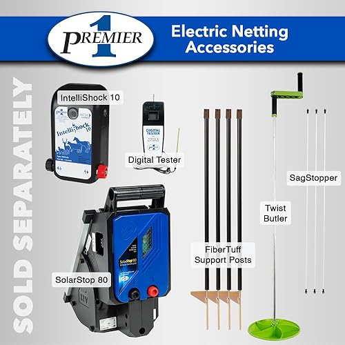 Miniatura 2 de Premier PoultryNet - Valla eléctrica de 48 pulgadas con PrimaPosts 12483, 100 pies, pico individual (verdeblanco)