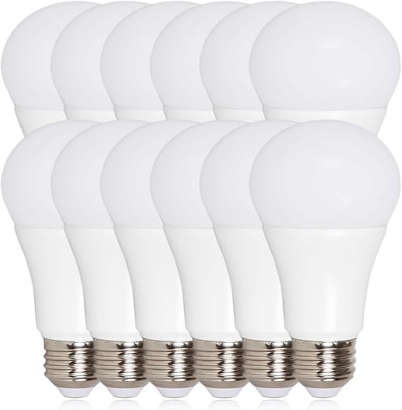 Maxxima LED A19 Light Bulb, 2700K Soft White, 800 Lumens, E26 Base, 12 Pack