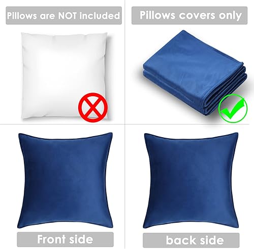 Miniatura 7 de Zufudo Juego de 4 fundas de almohada de terciopelo de 20 x 20 pulgadas, suaves, cuadradas, verde y azul, fundas de almohada decorativas para sofá y