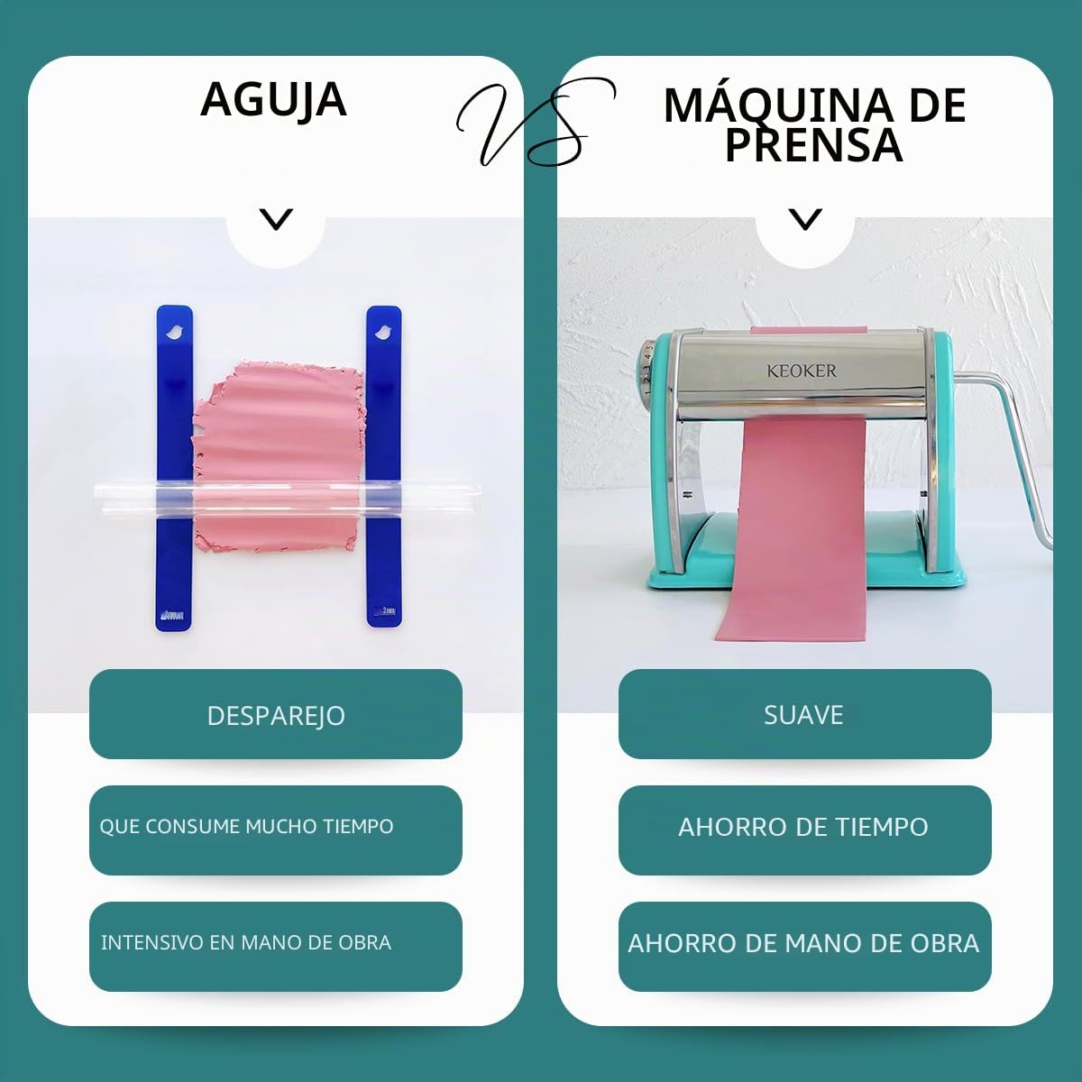 KEOKER Máquina de prensa de arcilla, máquina de prensa de arcilla polimérica para hacer aretes de arcilla, máquina de rodillo de arcilla polimérica, máquina de pasta de arcilla polimérica de acero