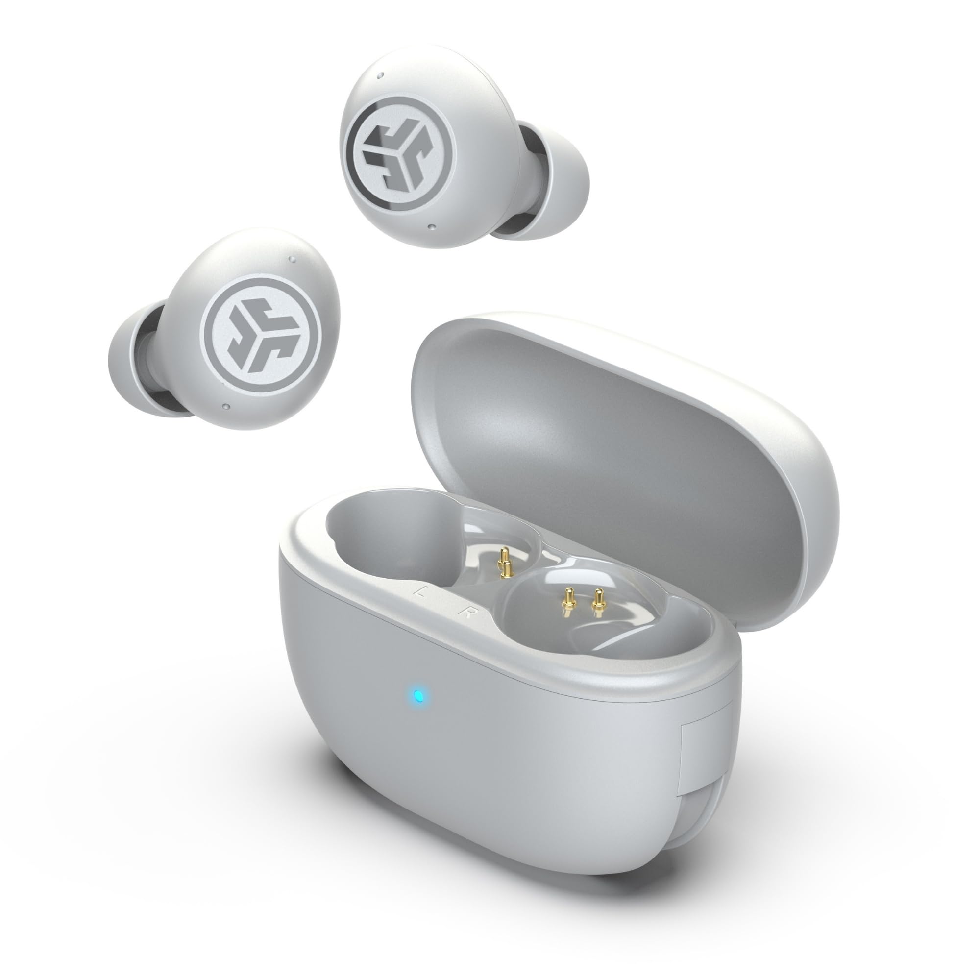 JLab Go Pop ANC Auricolari Bluetooth ANC, Bianco | 24+ h di autonomia, IP55 resistenti al sudore, microfono, chiamate chiare e connessione multipoint